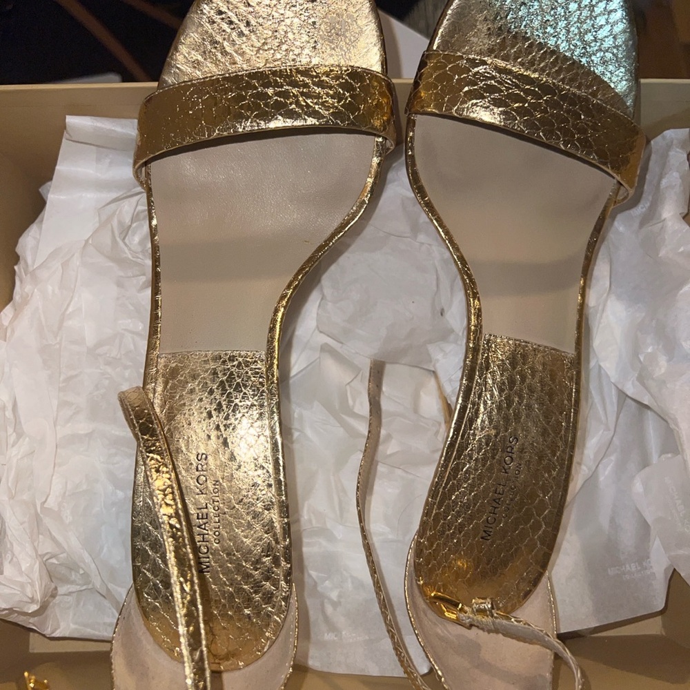 Michael Kors Shimmering Gold Heels - Picture 2 of 5